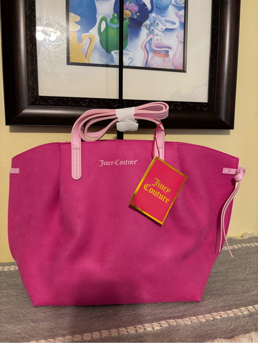 Juicy Couture Hot Pink Tote with Light Pink Straps